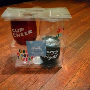 Holiday Cheer Acrylic Stemless Wine Glasses